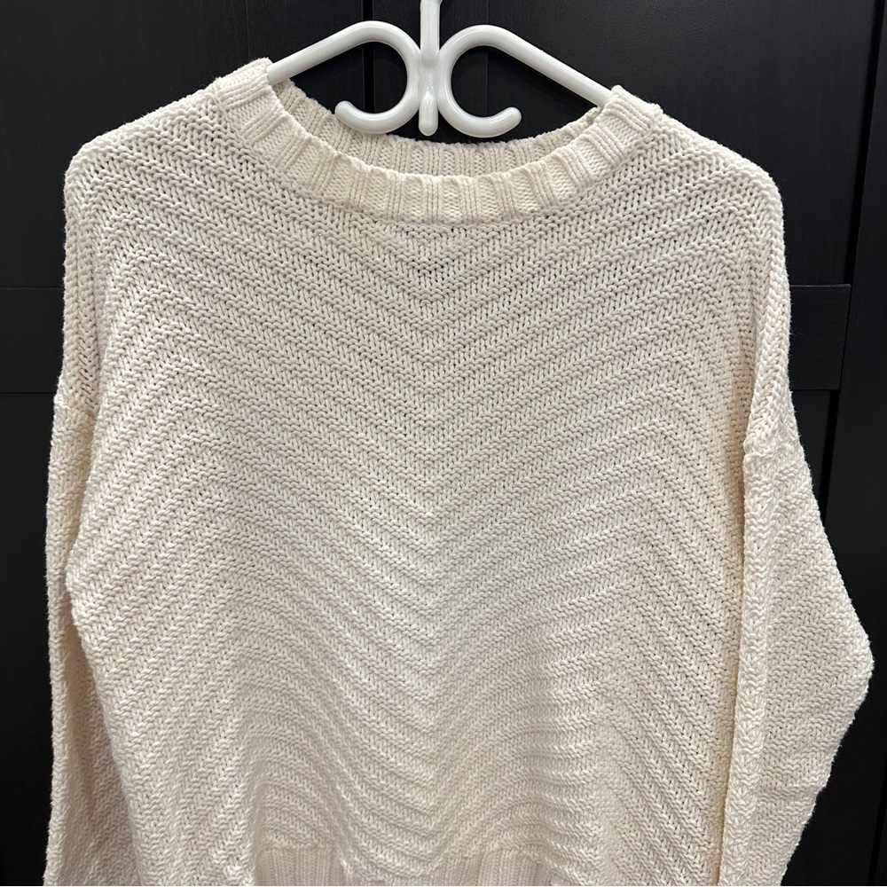 Roots Cotton Blend Knit Oversized Ivory Sweater Size XS Women’s - Picture 4 of 10